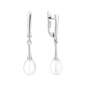 Cercei lungi argint cu perle naturale albe si tortite DiAmanti SK25217EL_W-G